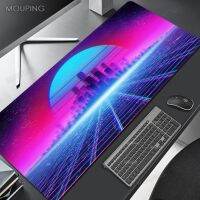 Vaporwave โต๊ะเขียนหนังสือ Office Protector เกมสำนักงานตกแต่ง Mousepad เครื่องเกม 90x40 Mousepad Mousepad พรมวินเทจสีฟ้า