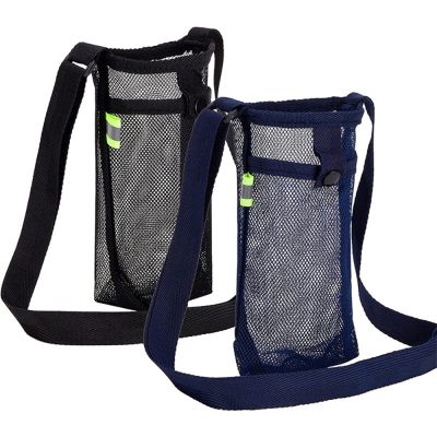 Portable Water Bottle Bag Adjustable Shoulder Strap Mesh Bottle Bag For Outdoor Hiking Sports Gym