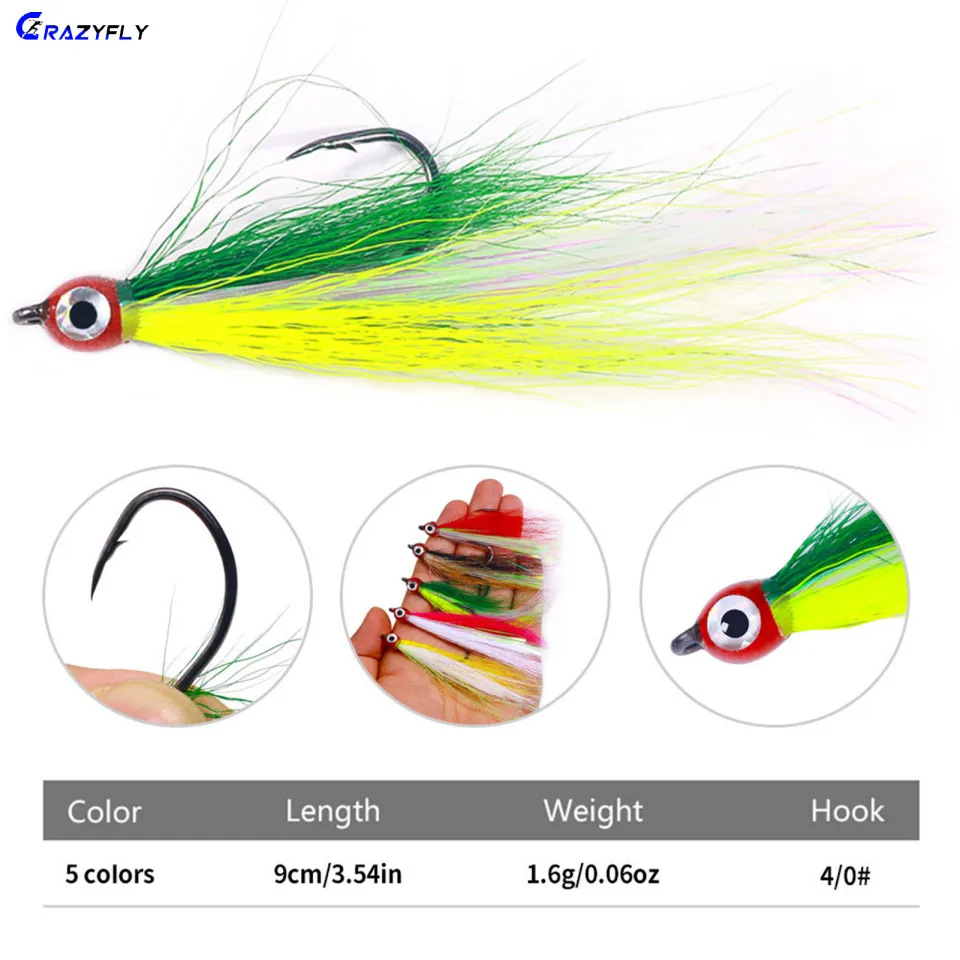 Crazyfly Lead-headed Fish Hooks with Feather Sharp Lead Alloys