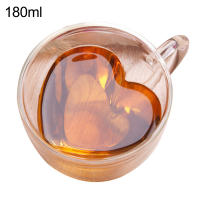 Mandari ถ้วยกาแฟรูปหัวใจใส 180/240 มล. แก้ววิสกี้แก้วคู่