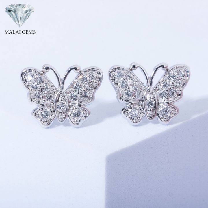 malai-gems-ต่างหูเพชร-เงินแท้-silver-925-เพชรสวิส-cz-เคลือบทองคำขาว-รุ่น21005327-แถมกล่อง-ต่างหูcz-ต่างหูเงินแท้