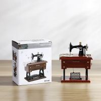 Manual Clockwork Music Box Retro Simulation Small Sewing Machine Model Music Box Family Shop Clothing Store Ornaments