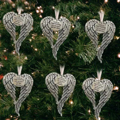 Grandpa Grandma Dad Mom Angel Wings Pendant XMAS Tree Decoration Christmas Hanging Ornaments Memorial Ornament