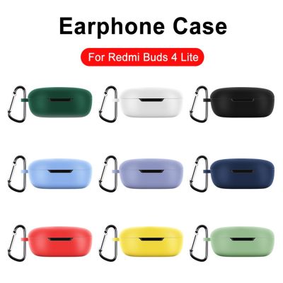 Portable Wireless Headphones Cover Silicone Headphone Case with Carabiner Accessories for Redmi Buds 4 Lite Earphone Case Wireless Earbuds Accessories