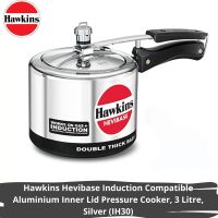 Hawkins Hevibase Induction Compatible Aluminium Inner Lid Pressure Cooker, 3 Litre, Silver (IH30)