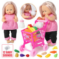 16 inch bebe reborn Doll Simulation sound 40cm soft Silicone Realistic Baby fashion shopping cart clothes kitchen for Toys gift