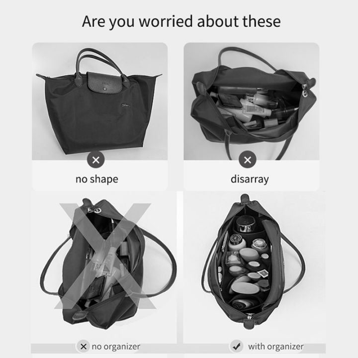 ออแกไนเซอร์สำหรับ-longchamp-felt-purse-ใส่กระเป๋าผู้หญิงแต่งหน้ากระเป๋าถือ-shapers-กระเป๋าเก็บเครื่องสำอาง-tote-inner-divider