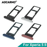 Aocarmo ที่ครอบ Sony Xperia 5 II X5ii AS72 AS62 XQ-AS52 SOG02 SO-52A ซิมกระเป๋าเก็บบัตรคู่ที่ใส่พร้อมปลั๊กฝุ่นช่องเสียบถาดใส่ซิม