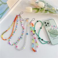 New Trendy Colorful Acrylic Beads Mobile Phone Chain For Women Girls Cellphone Strap Anti-lost Lanyard Hanging Cord Jewelry