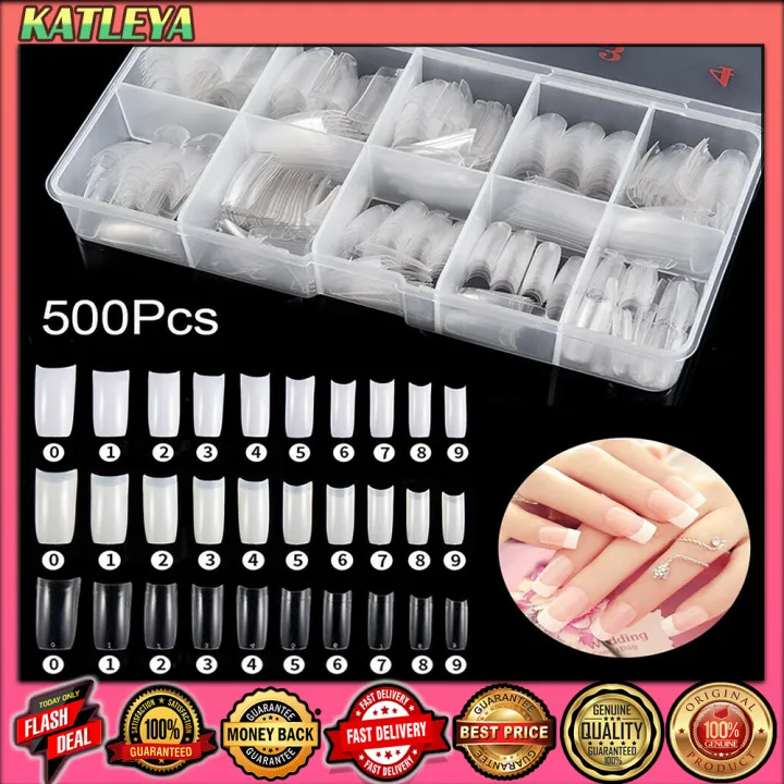 Original 500pcs nails gaga full cover natural fake nail tips with box(not  included glue) french