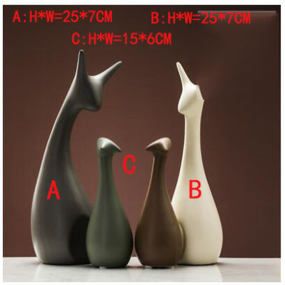 Modern Ceramic Swan Deer Elephant Figurines Crafts Home Room Table Animal Ornaments Furnishing Decoration Office Accessories Art