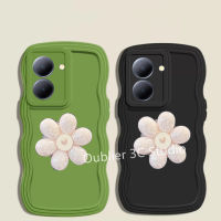 เคสโทรศัพท์ VIVO Y36 Y02A Y02 Y35 Y55 Y75 Y15s Y15A T1 Pro 5G 4G เคส ปลอกดีไซน์ใหม่ต้นฉบับสีทึบลูกกวาดลายคลื่นใหญ่กลีบดอกไม้วงเล็บซิลิโคนอ่อนนุ่มปก Case 2023