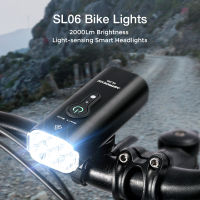 แอสโทรลักซ์®ไฟหน้าจักรยานตรวจจับอัจฉริยะความสว่าง2000Lm SL06แบตเตอรี่6 LED 4800MAh กันน้ำมี6โหมดไฟหน้าชาร์จไฟได้สำหรับจักรยานไฟฟ้าสกู๊ตเตอร์ MTB จักรยานแสงแฟลชอุปกรณ์รถจักรยานโคมไฟจักรยาน