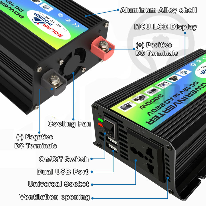 4000w-3000w-เครื่องแปลงพลังงาน-แปลงพลังงานจากแผงโซล่าเซลล์-dc-12v-to-ac-220v-dual-usb-charger-มีหน้าจอแสดงผลในตัวเครื่อง-car-power-inverter-converter