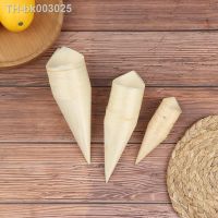 ¤ 50pcs Disposable Wood Appetizer Cones Biodegradable Cone Veneer Roll Disposable Ice Cream Cone Packaging Container Candy Cup