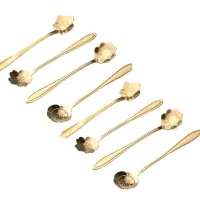 8Pcs Cute Stainless Steel Flower Teaspoon Dessert Coffee Spoon Golden Sakura Rose Spoon