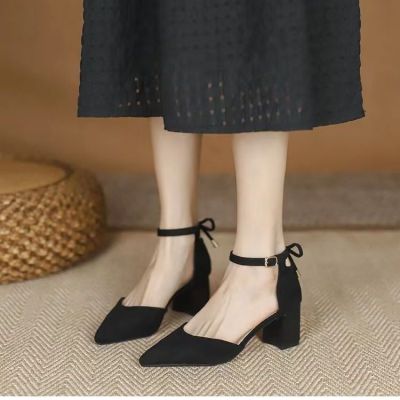 2023 Spring and Autumn New Baotou Thick Heel Slotted Toe Shallow Mouth Single Shoe Commuter Professional Mary Jane Work Shoes