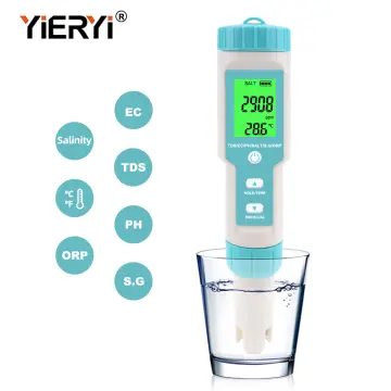 YIERYI Digital Temp CL ORP EC TDS PH Meter, Bluetooth Water Quality Tester  for Swimming Pool