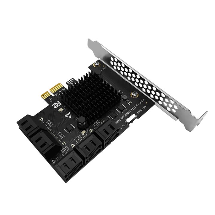 10 Port SATA  to PCIe X1 Expansion Card PCI Express SATA Adapter SATA3  6G Converter with Heatsink for Windows 