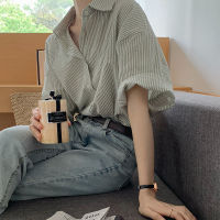 XEJ Elegant and Youth Woman Blouses Womens Clothing Spring 2023 Green Vertical Stripe Shirt Short Sleeve Chiffon Blouse Woman