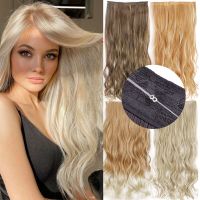 16 22 32" No Clip Invisible Wire Synthetic Hair Extensions Straight Natural Black One Piece False Hairpiece Hair Extension Wig  Hair Extensions  Pads