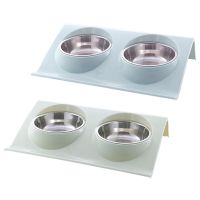 2X Stainless Steel Double Bowls Food Anti Ants Water Dog Bowl Cat Feeder Cat Pet Bowl