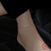 WOOZU Real 925 Sterling Silver Minimalist Double Snake Bone Bead Chain Anklet For Women Personality Hip Hop Classic Jewelry Gift