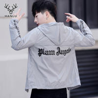 Hanlu เสื้อผ้ากันแดดสําหรับผู้ชาย  เสื้อผ้ากันแดดบาง ๆ สําหรับเยาวชน  เสื้อสไตล์เกาหลีกันรังสียูวี  เสื้อตกปลาแมทช์ง่าย เสื้อผ้ากันแดดดูผอมแฟชั่นหล่อ เสื้อผ้าบาง