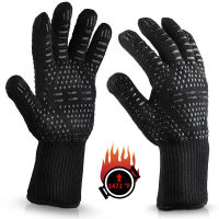 2PCS Protective Gear Grilling Gloves Food Grade Kitchen Barbecue Glove Heat Resistant Silicone Cook BBQ Baking Gloves Oven Mitts