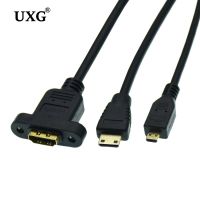 HD Micro HDMI-compatible Male to Mini HDMI HDMI-compatible Female With Screw Holes to Secure Panel Cable A Female to D Male 30CM