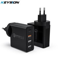 KEYSION พอร์ต4พอร์ต48วัตต์ที่ชาร์จเร็ว PD Type C เครื่องชาร์จ USB สำหรับ12แท็บเล็ต QC 3.0วอลล์ชาร์จด่วนเราปลั๊กตัวแปลงสหภาพยุโรป