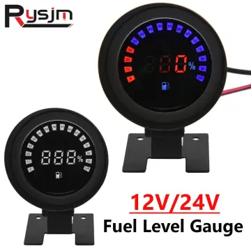 2in 1 LCD Digital Car Fuel Level Gauge Meter Voltmeter Gauge 12V/24V  Universal