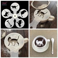 Animal Cat Coffee Cappuccino Cocoa powder Stencil Mold Cake Moulds Cupcake Template Barista Strew Pad Duster Tools Bread  Cake Cookie Accessories