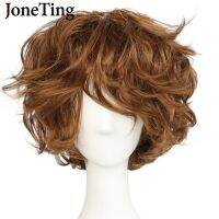 JT Synthetic Brown Mens Short Wavy Wigs with Bangs Orange Curly Heat Resistant Fiber Cosplay Wig Machine Made Halloween Party Wig  Hair Extensions Pa