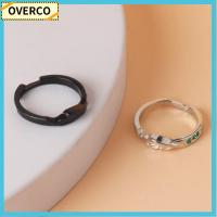 OVERCO คู่คู่กัน แหวนอะนิเมะ หลายชั้น ของขวัญสำหรับเด็ก เครื่องประดับอัญมณีอัญมณี แฟชั่นสำหรับผู้หญิง ปรับได้ปรับได้ แหวนวงแหวน สำหรับผู้ชาย