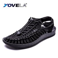 Summer Mens Handmade Weaving Sandals Fashion Design Mens shoes Outdoor Casual Beach Sandals Breathable Soft Hollow Slippers