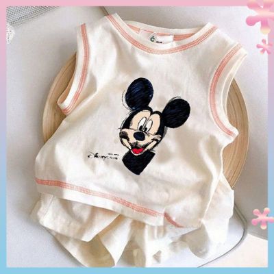 【Candy style】 Girls cotton suit summer childrens clothing  new western style handsome childrens short-sleeved T-shirt boy baby two-piece suit