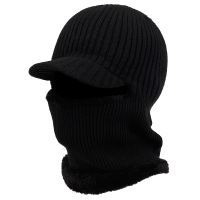 【YD】 Hat Scarf Men Knitted Thick Earflap Wool Bonnet Male Beanie Hats Cold and warm woolen cap