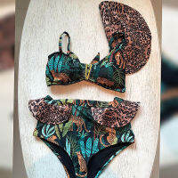 New High Waist Bikini Set One Shoulder Swimsuit Print Floral Brazilian Swimming Suit Bathing Suit Summer Beach Wear biquini