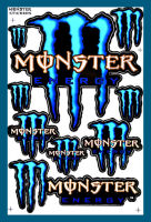 สติกเกอร์ ติดรถ Monster (สีฟ้า) R618 สติกเกอร์แต่งรถ สำหรับรถมอเตอร์ไซค์ ติดรถยนต์ รถแข่ง รถวิบาก หมวกกันน็อค โลโก้ Stickersยอดฮิต จำนวน 1 แผ่น