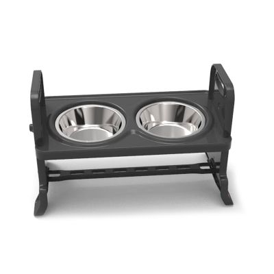 Anti-Slip Elevated Double Dog Bowls Adjustable Height Pet Feeding Dish Feeder Q0KA