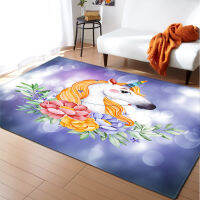 Cartoon Child Unicorn 3D printed Carpets For Living Room Bedroom Area Rug Soft flannel Kids Room play crawl Floor Mat customized