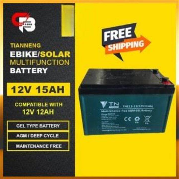 1 Pc Ebike Battery 12v 12.3ah / 12v 15ah Tianneng Brand Deep Cycle