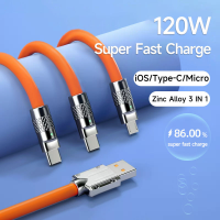 สายชาร์จโลหะ 3-in-1 Super Fast CHARGING USB 1.2M เหมาะสำหรับ Type C Android  ip สะดวกสายเคเบิลข้อมูลแบบพกพา