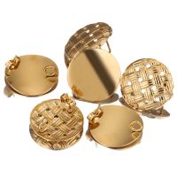 10pcs/lot Stainless Steel Round Gold Plated Earrings Post Components Findings Ear for DIY Making Supplies Materials Wholesale