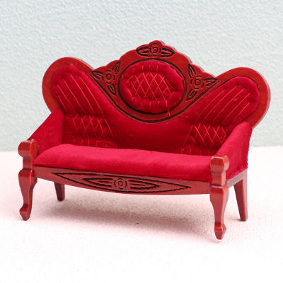 เก้าอี้โซฟาขนาดเล็กไมโครก้มโมเดล1:12รายละเอียดเสมือนจริงและสวยงามมากขนาดเล็กเหมือนจริงเก้าอี้โซฟาหุ้มด้วยผ้าสไตล์วินเทจอุปกรณ์เพลย์เฮาส์โซฟาไม้ทนทาน