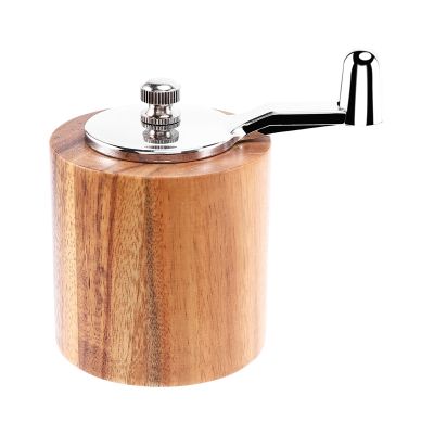 Salt and Pepper Mill, Hand Crank Wood Pepper Grinder Salt Shaker with Classic Handle and Adjustable Ceramic Rotor