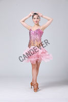 Women Ladies V Neck Sleeveless Sparkling Sequin Tassels Fringe Ballroom Samba Tango Stage Latin Dance Dress Rave Costume