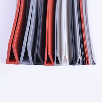 ยางซิลิโคนสีแดงสีเทาสีดำโปร่งแสง5เมตรแถบปิดโลหะแก้วแผงไม้ขอบเล็มขอบ U แถบป้องกันขอบที่กั้นประตู