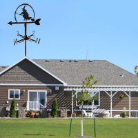 LazaraLife ตกแต่งแม่มดกังหันลม Weather Vane สีดำ Garden Mount,สแตนเลส Weather Vane ฟาร์ม Retro ทนทานฉากทิศทางลมตัวบ่งชี้